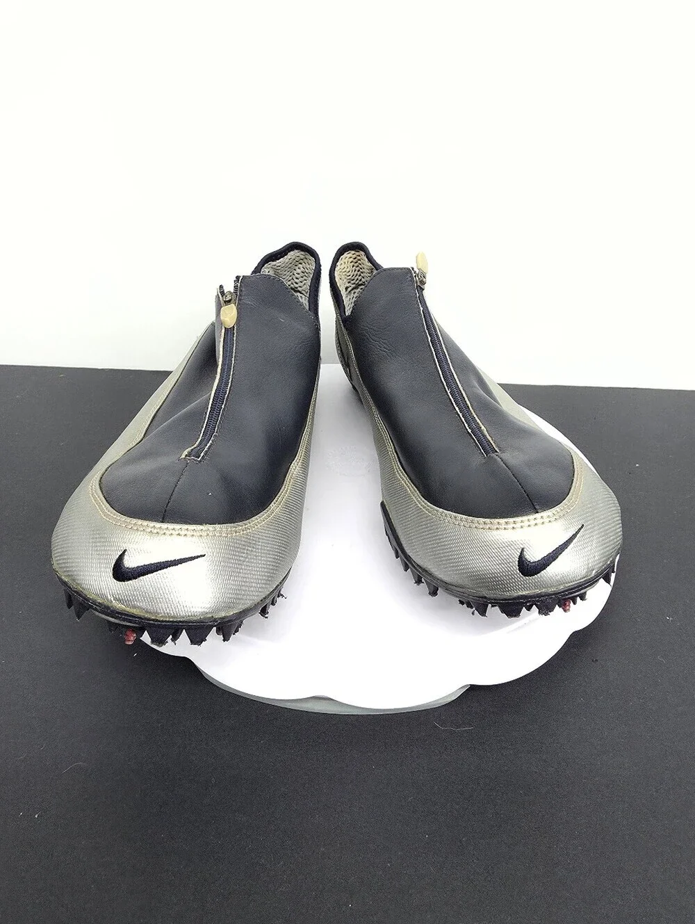 Vintage 2001 Nike Zoom Celar Zipper Shroud Track Spikes Silver Navy Men 13 47.5
